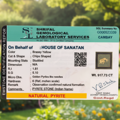 Airavat (Indra's Elephant) on RAW Pyrite Frame | For Peace & Good Fortune