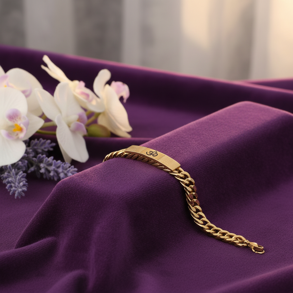 OM Anti-Tarnish Gold Chain Bracelet | Made from Stainless Steel | 22K Gold Plated | 6M Warranty