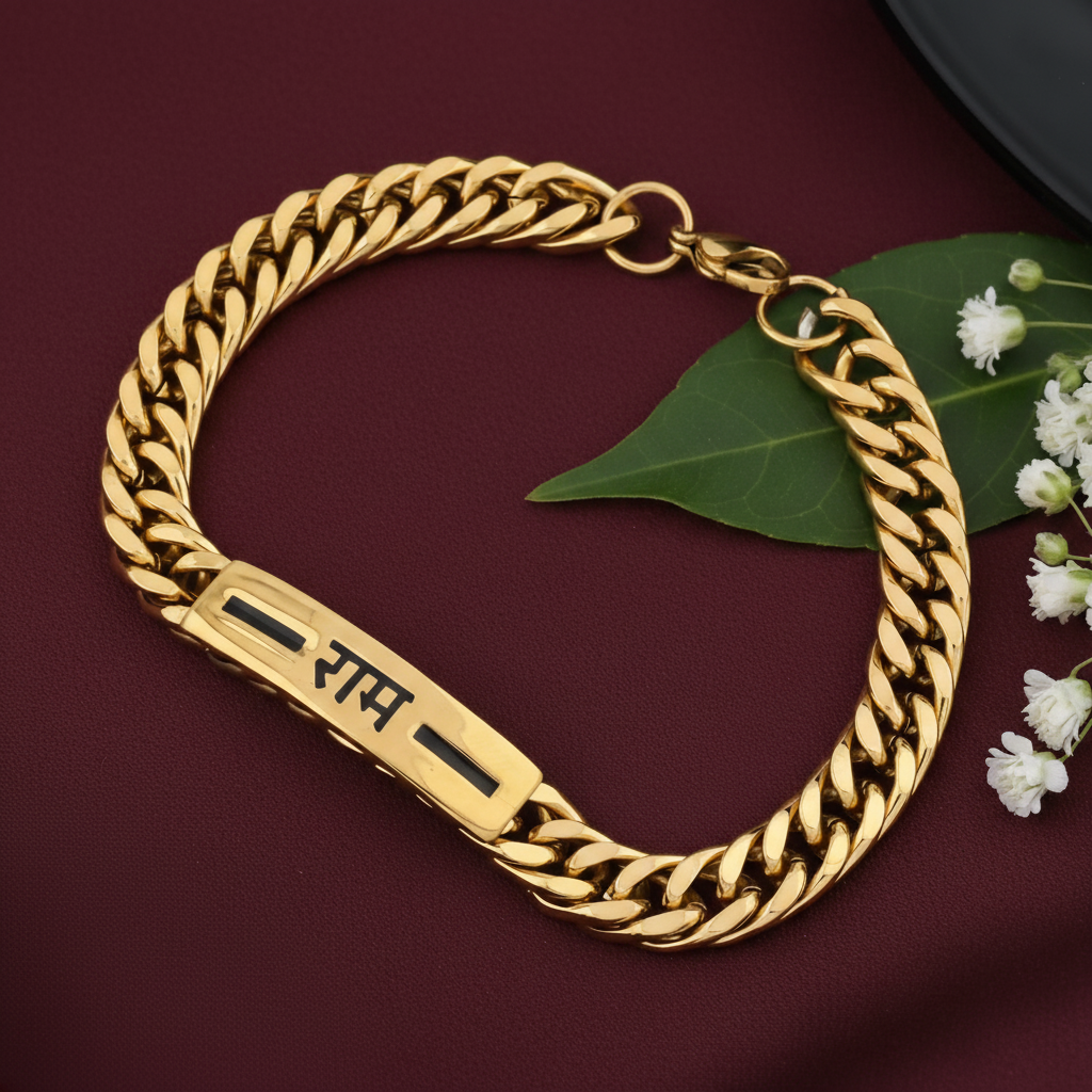 OM Anti-Tarnish Gold Chain Bracelet | Made from Stainless Steel | 22K Gold Plated | 6M Warranty