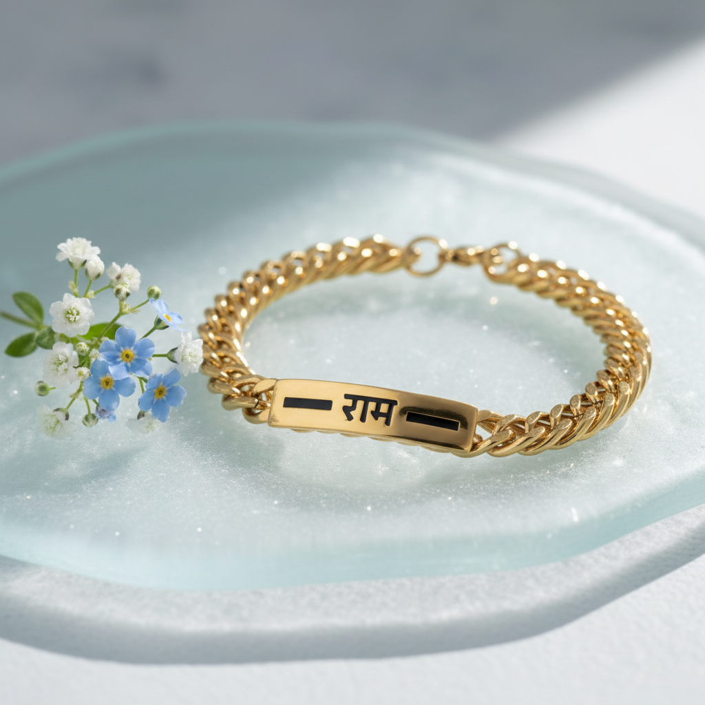 OM Anti-Tarnish Gold Chain Bracelet | Made from Stainless Steel | 22K Gold Plated | 6M Warranty