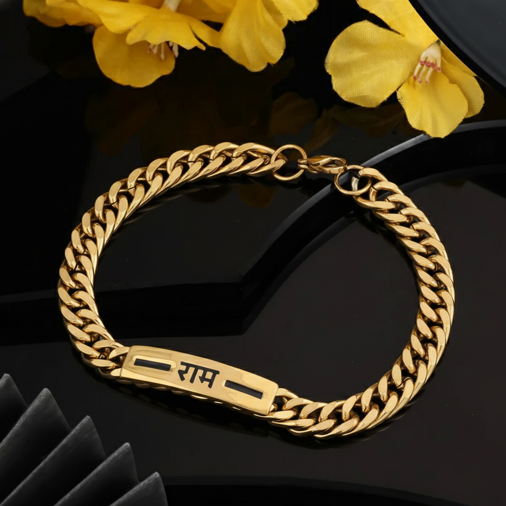 OM Anti-Tarnish Gold Chain Bracelet | Made from Stainless Steel | 22K Gold Plated | 6M Warranty