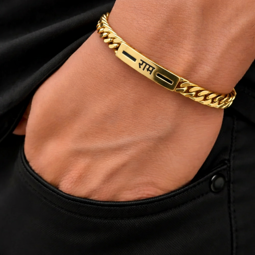 OM Anti-Tarnish Gold Chain Bracelet | Made from Stainless Steel | 22K Gold Plated | 6M Warranty