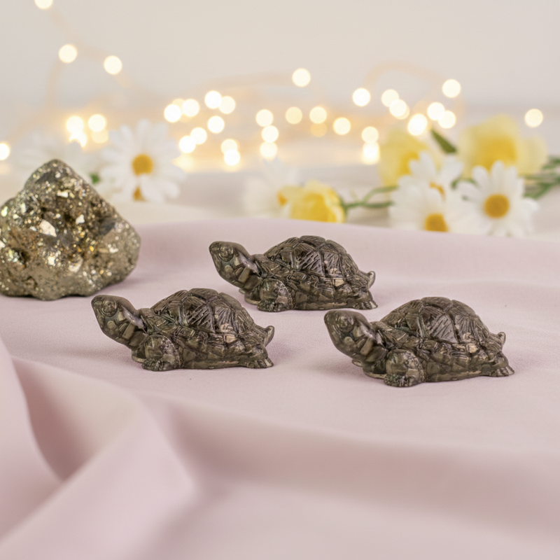Pyrite Tortoise For Vastu Balance & Wealth Attraction