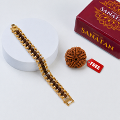 Rudraksha Chain Bracelet - Made of 5 Mukhi Beads with FREE Hanuman Key Chain