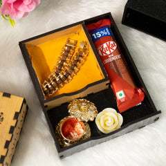Gold Plated Rudraksha Rakhi Hamper - Complete Rakhi Box
