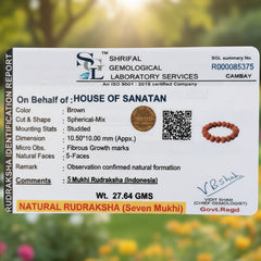 Shakti & Samriddhi Rudraksha Combo – 7 Mukhi Nepali (Silver-Capped) + 5 Mukhi Bracelet | 100% Authentic