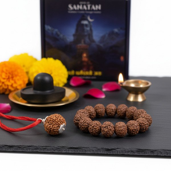 7-Mukhi Rudraksha Dual Power Combo | 7-Mukhi Nepali Rudraksha Pendant + 7-Mukhi Indonesian Rudraksha Bracelet