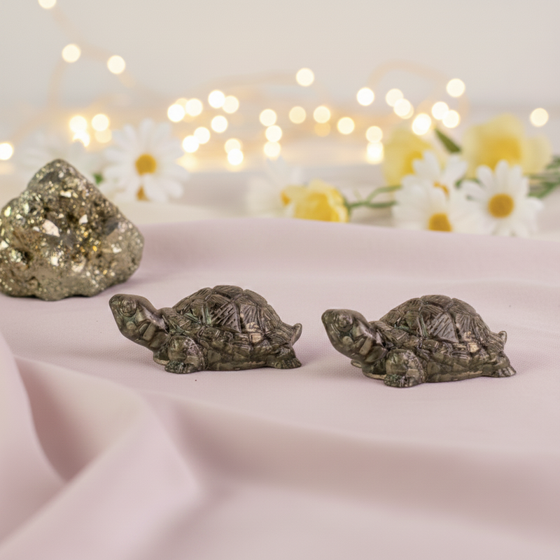 Pyrite Tortoise For Vastu Balance & Wealth Attraction