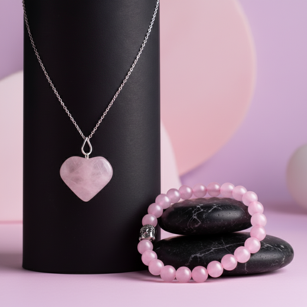 Soulmate Rose Quartz Combo 💗 | Necklace + Bracelet