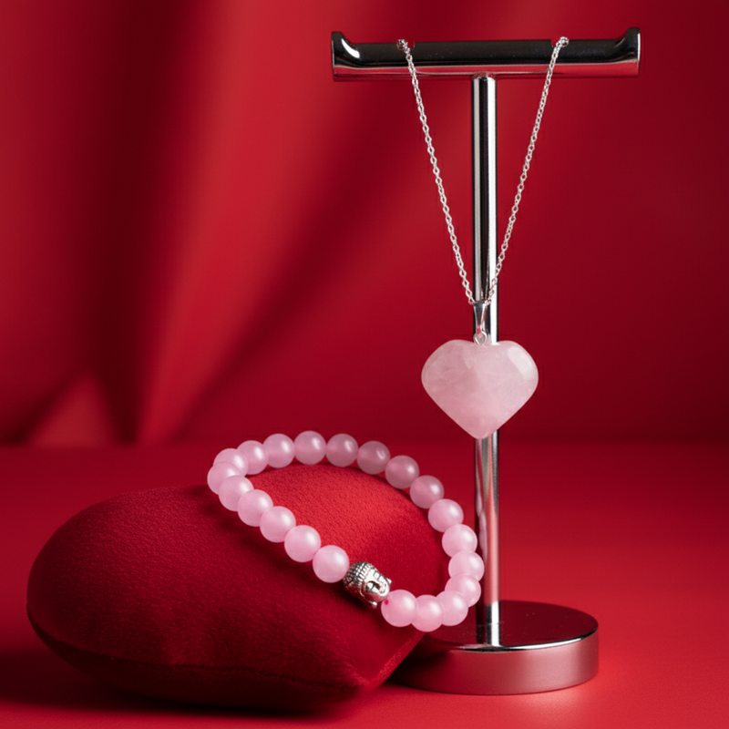 Soulmate Rose Quartz Combo 💗 | Necklace + Bracelet