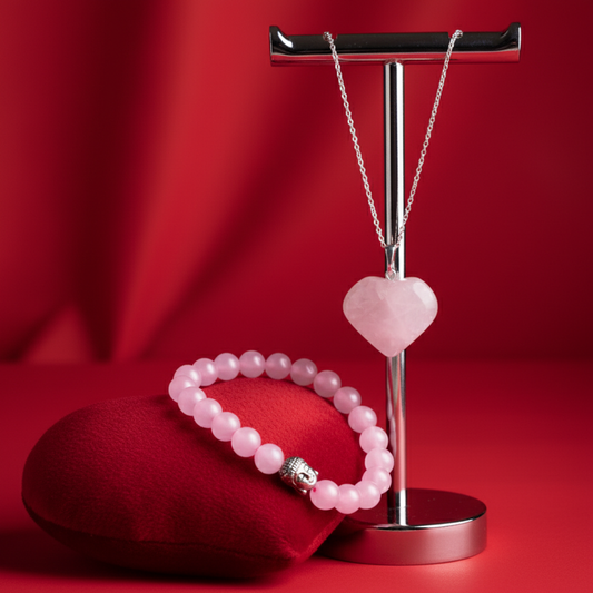 Soulmate Rose Quartz Combo 💗 | Necklace + Bracelet