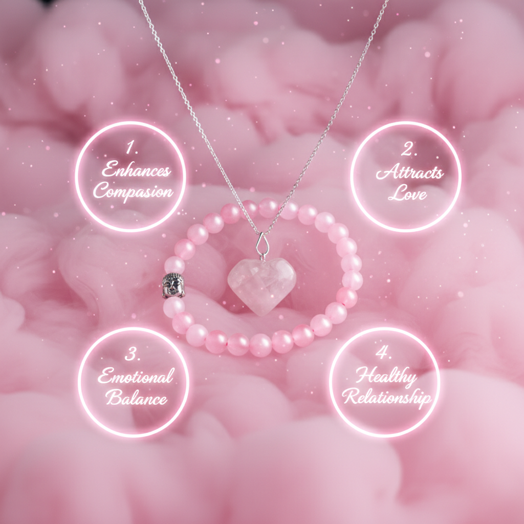 Soulmate Rose Quartz Combo 💗 | Necklace + Bracelet
