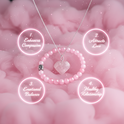 Soulmate Rose Quartz Combo 💗 | Necklace + Bracelet