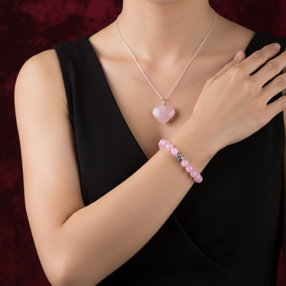 Soulmate Rose Quartz Combo 💗 | Necklace + Bracelet
