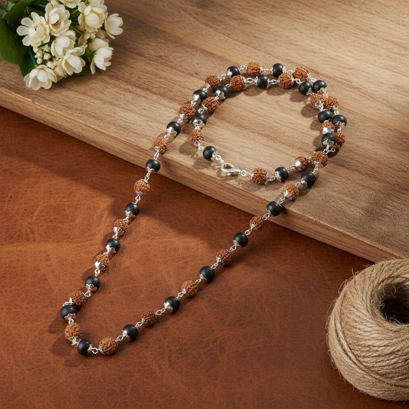 Divine Shield Spiritual Mala_Rudraksha + Karungali Beads