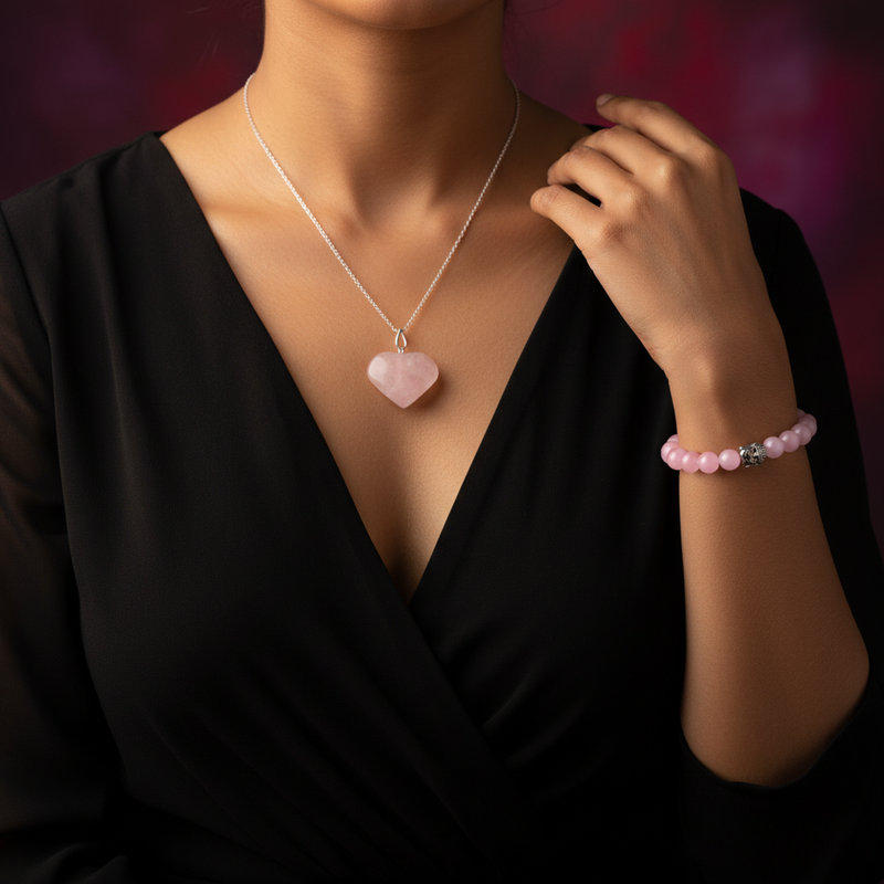 Soulmate Rose Quartz Combo 💗 | Necklace + Bracelet
