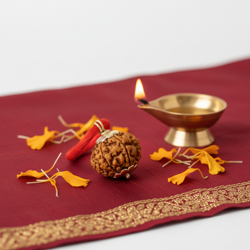 7 Mukhi Nepali Rudraksha with Silver Plated Capping & Auspicious Red Thread | 100% Authentic & Lab Verified
